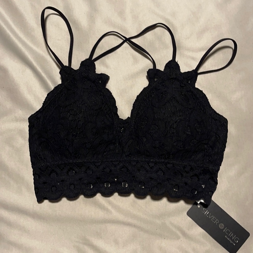 Silver icing “date night bralette”